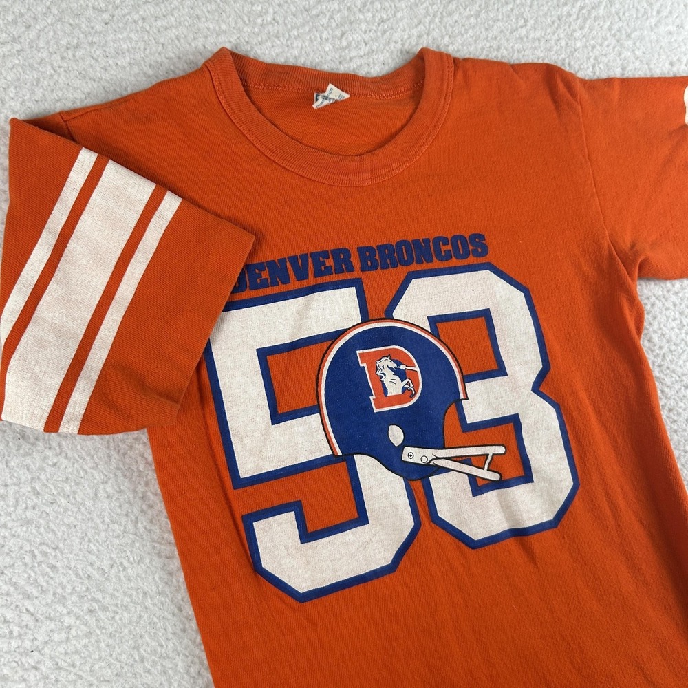 Vintage Denver Broncos Shirt Womens Small Orange NFL Football Champion USA 80s - Picture 5 of 15